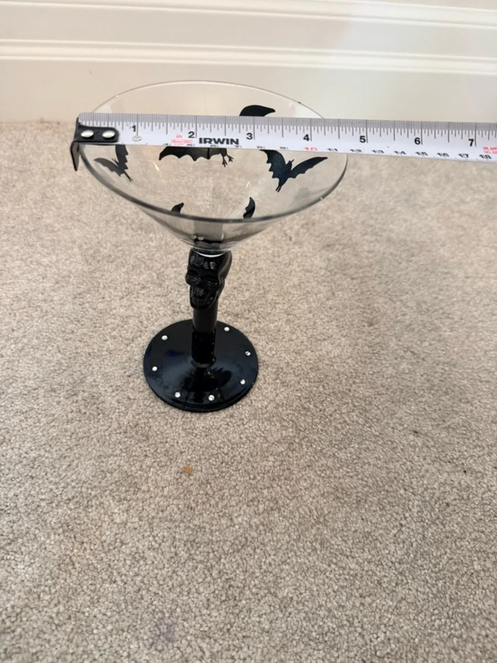 Gothic Bat Martini Glass - Black & Clear Halloween Cocktail Glass - Picture 4 of 5